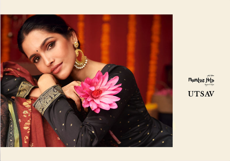 Mumtaz Arts Utsav Pure Viscose Jam Satin Embroidered Work Salwar Suit