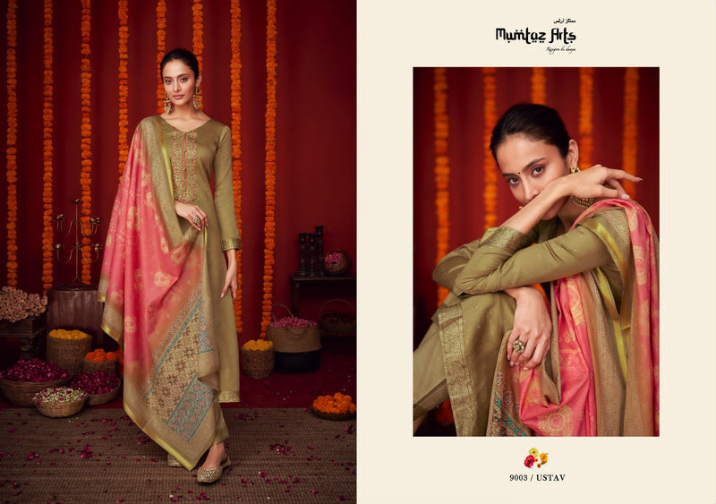 Mumtaz Arts Utsav Pure Viscose Jam Satin Embroidered Work Salwar Suit