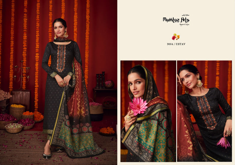 Mumtaz Arts Utsav Pure Viscose Jam Satin Embroidered Work Salwar Suit
