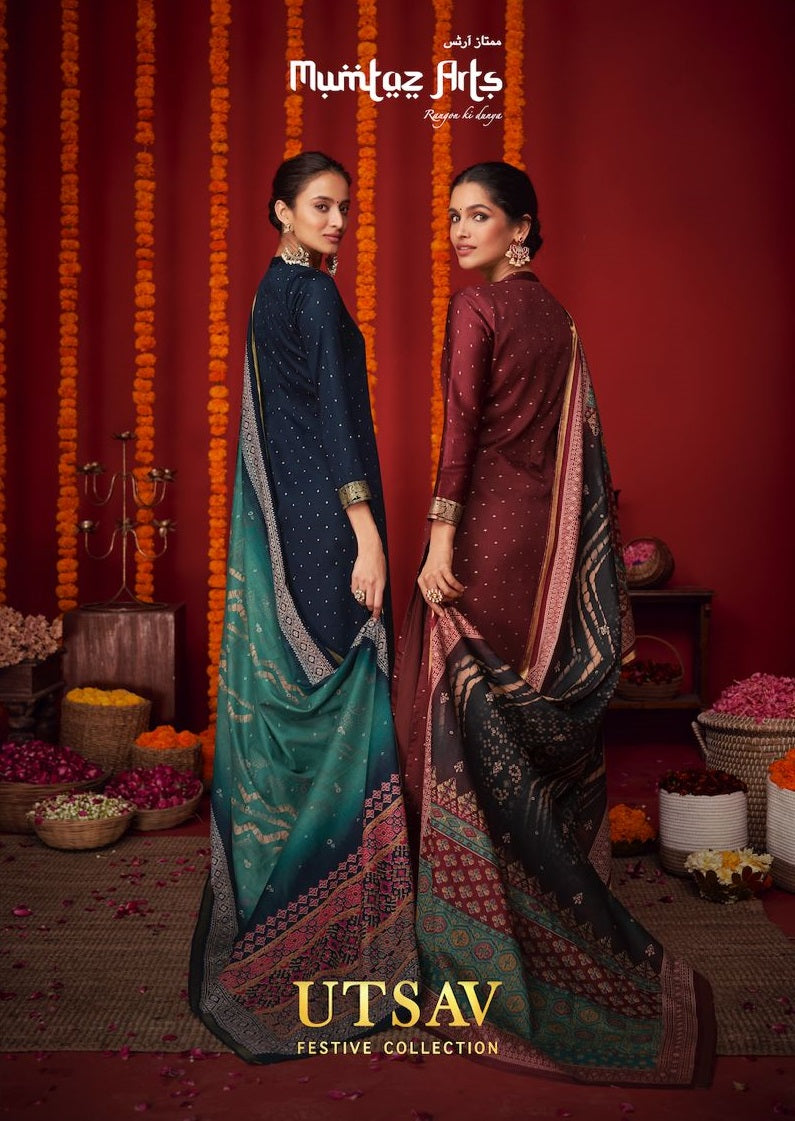 Mumtaz Arts Utsav Pure Viscose Jam Satin With Heavy Embroidered Work Salwar Suit