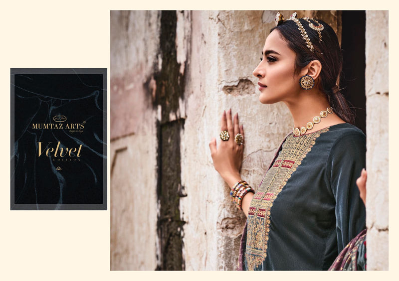 Mumtaz Arts Velvet Heavy Coding Embroidery Neck Daman Salwar Suit