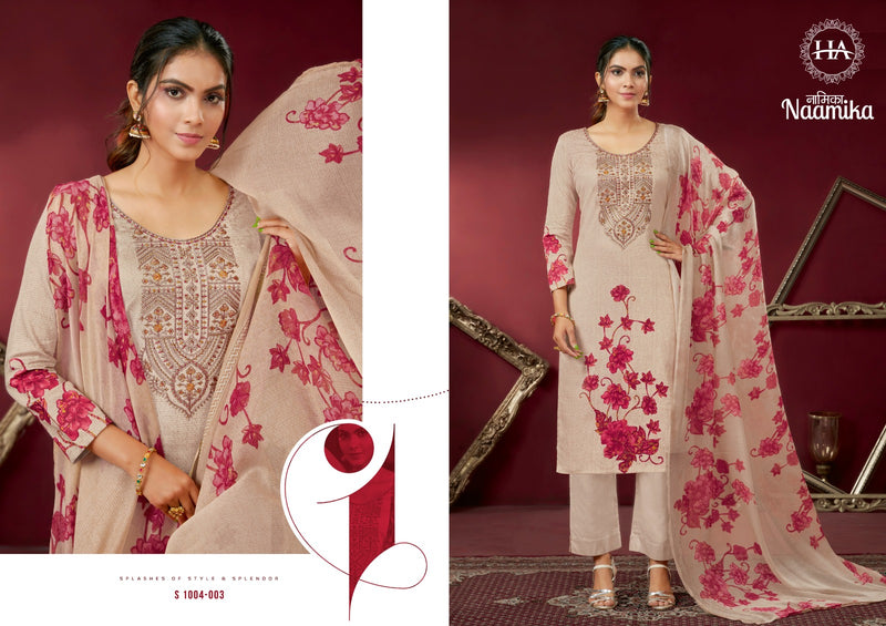 Harshit Fashion Hub Naamika Pure Jam Cotton Digital Print Fancy Embroidery Swarovski Diamond Work Fancy Designer Wear Salwar Suit