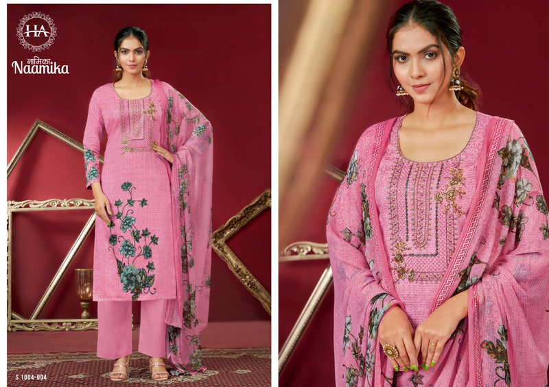 Harshit Fashion Hub Naamika Pure Jam Cotton Digital Print Fancy Embroidery Swarovski Diamond Work Fancy Designer Wear Salwar Suit