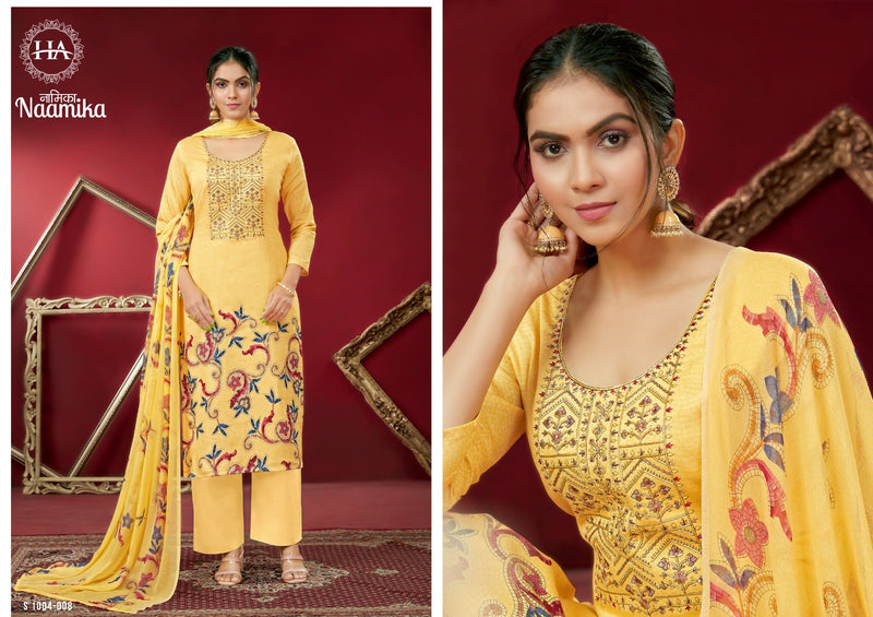 Harshit Fashion Hub Naamika Pure Jam Cotton Digital Print Fancy Embroidery Swarovski Diamond Work Fancy Designer Wear Salwar Suit