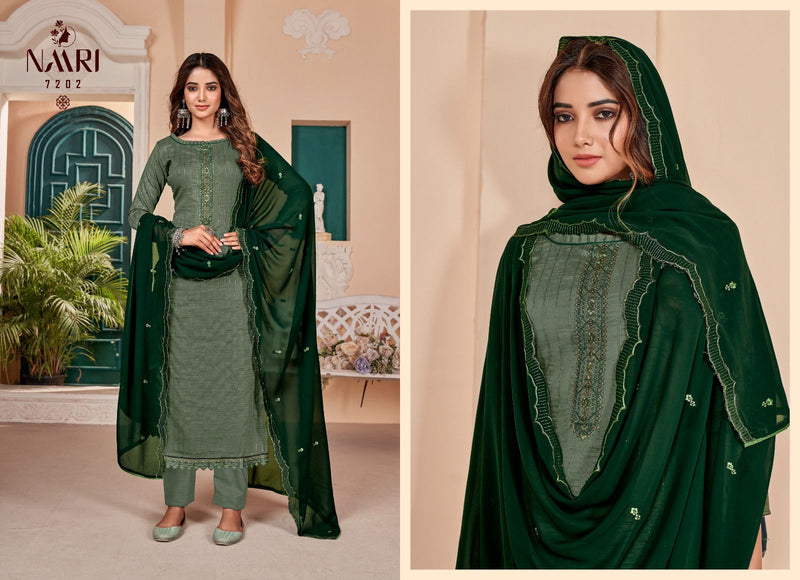 Naari Fenny Vol 3 Heavy Silk Weaving Pattern Lining Sequence Embroidery Work Fancy Designer Salwar Suit
