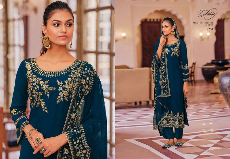 Glossy Naaz Georgette Designer Heavy Pakistani Style Party Wear Embroidered Salwar Suits