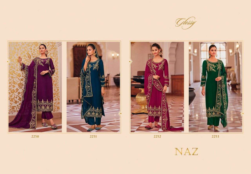 Glossy Naaz Georgette Designer Heavy Pakistani Style Party Wear Embroidered Salwar Suits