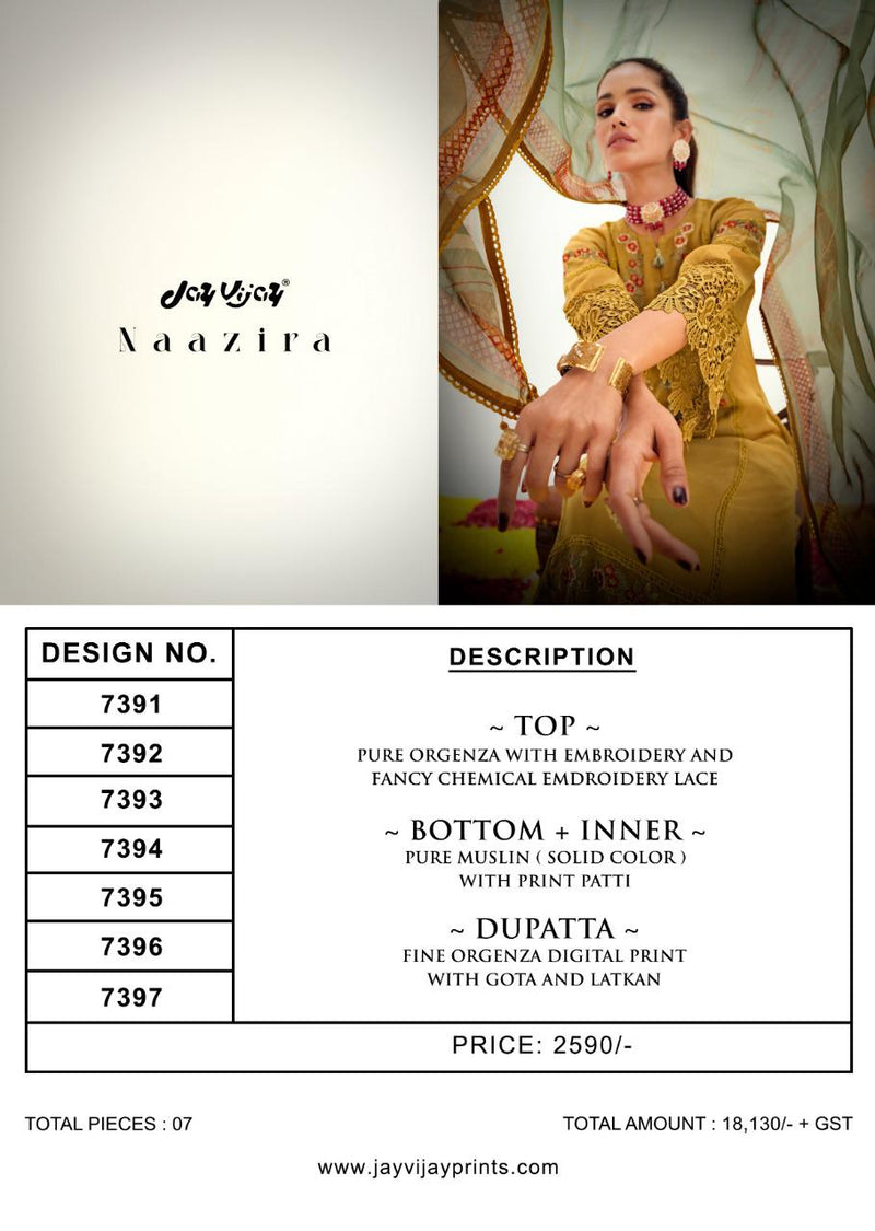 Jay Vijay Naazira Organza Fancy Embroidery Work Stylish Designer Festive Wear Salwar Kameez