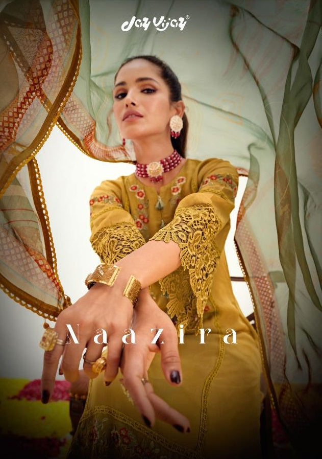 Jay Vijay Naazira Organza Fancy Embroidery Work Stylish Designer Festive Wear Salwar Kameez