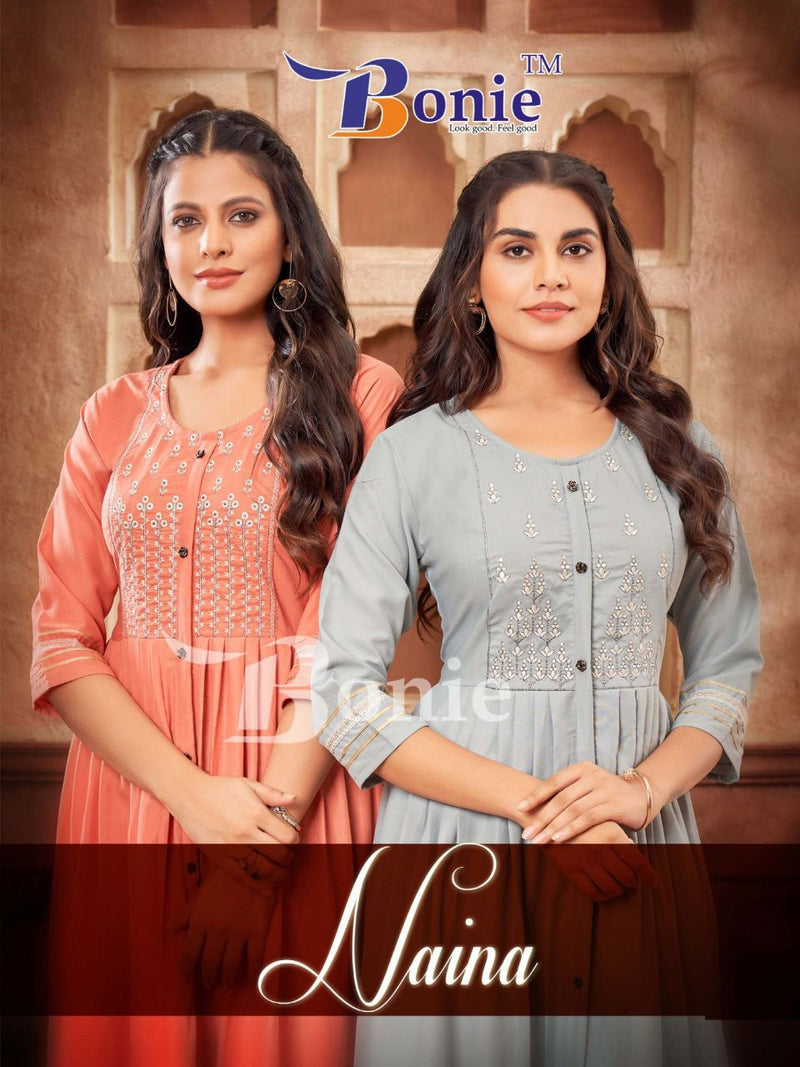 Bonie Naina Heavy Silk With Fancy Work Stylish Designer Party Wear Casual Wear Kurti