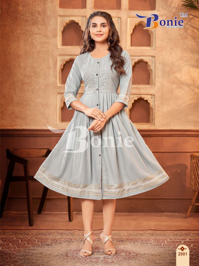Bonie Naina Heavy Silk With Fancy Work Stylish Designer Party Wear Casual Wear Kurti