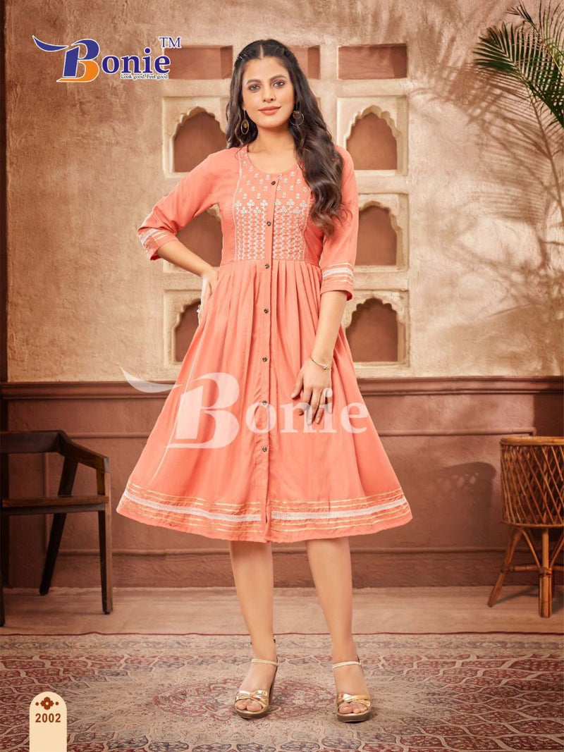 Bonie Naina Heavy Silk With Fancy Work Stylish Designer Party Wear Casual Wear Kurti