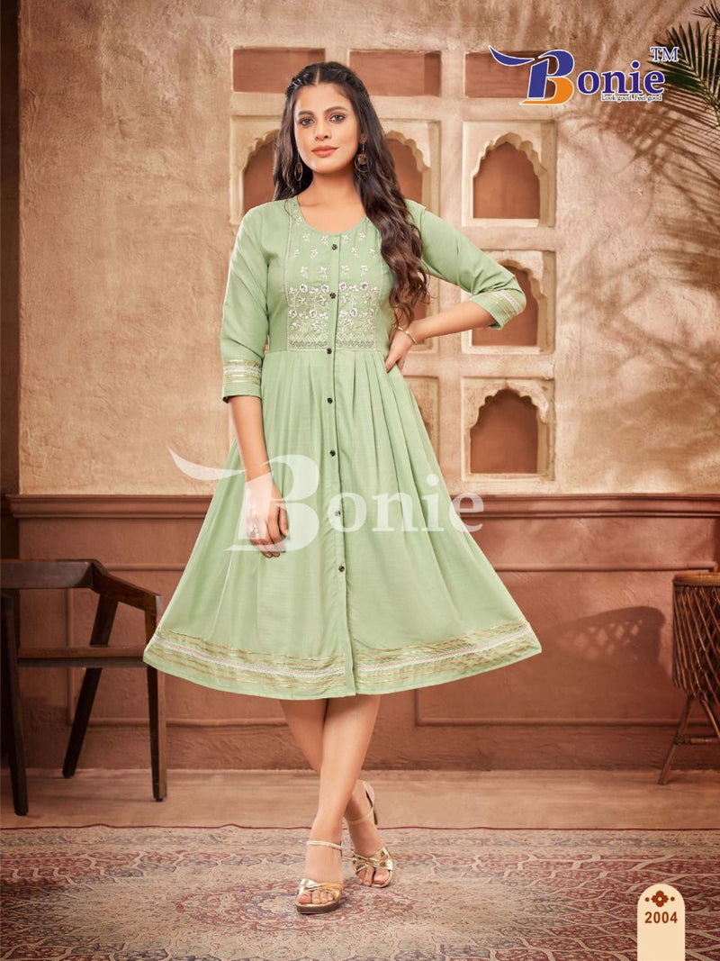 Bonie Naina Heavy Silk With Fancy Work Stylish Designer Party Wear Casual Wear Kurti