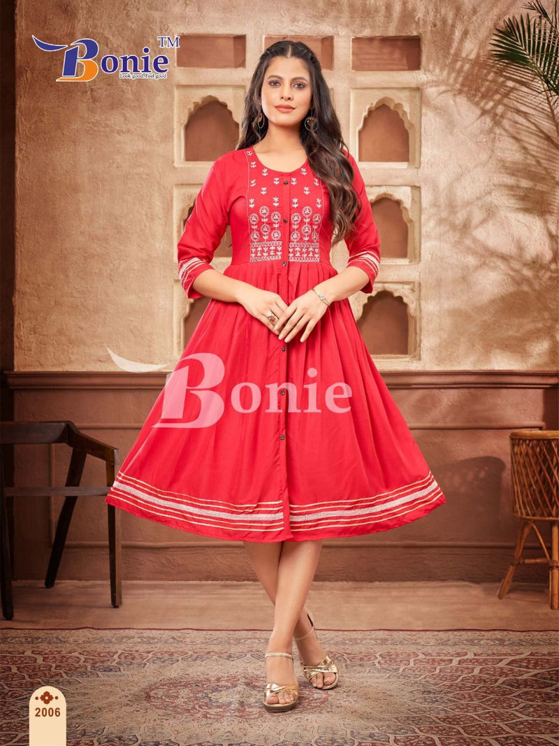 Bonie Naina Heavy Silk With Fancy Work Stylish Designer Party Wear Casual Wear Kurti