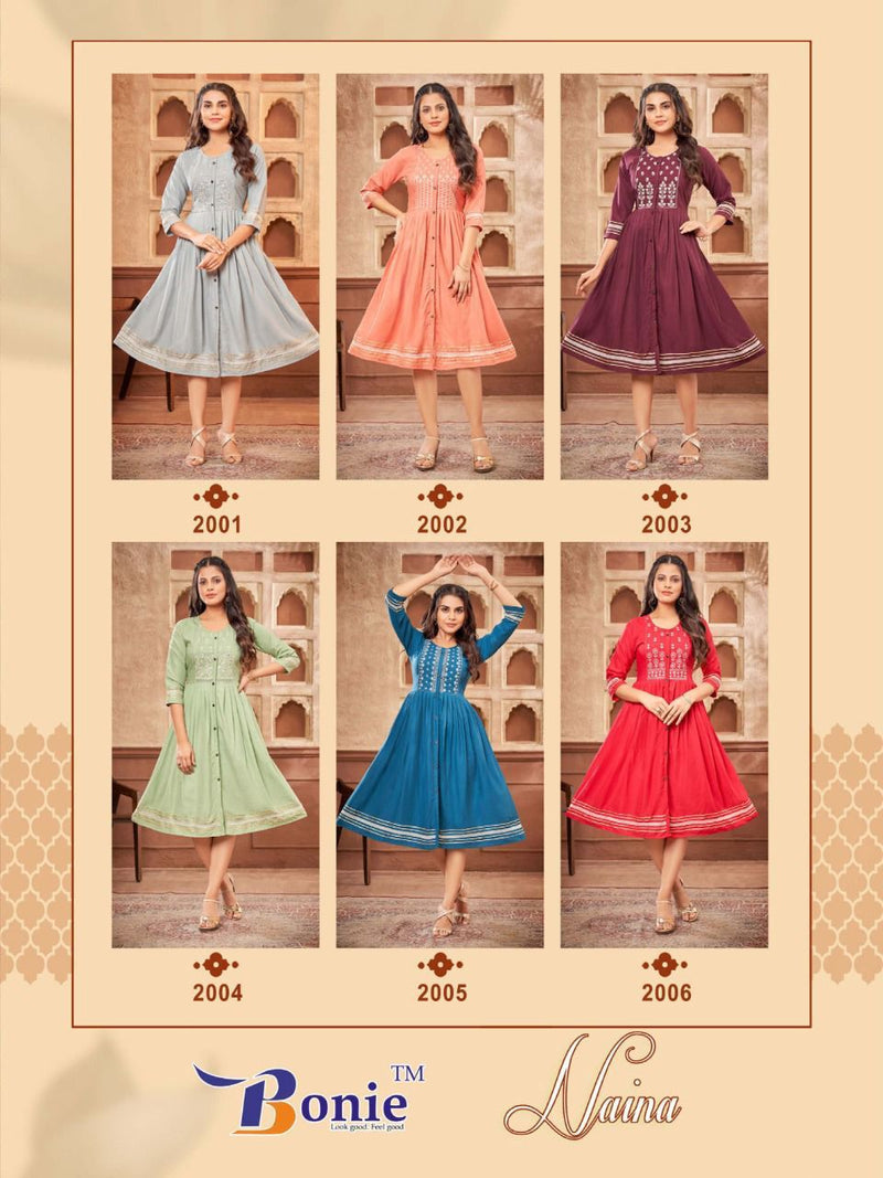 Bonie Naina Heavy Silk With Fancy Work Stylish Designer Party Wear Casual Wear Kurti