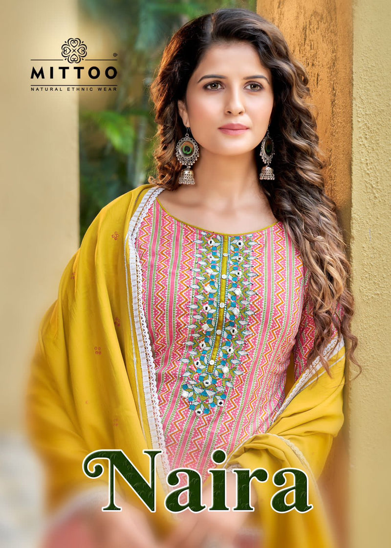 Mittoo Naira Rayon With Beautiful Fancy Work Stylish Designer Festive Wear Kurti