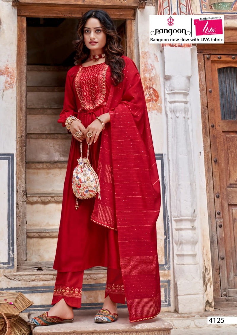 Rangoon Naira Viscose With Fancy Work Stylish Designer Festive Wear Long Kurti