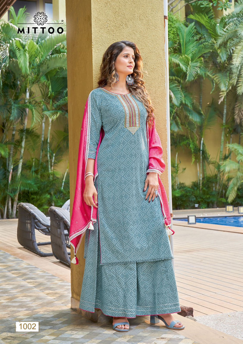 Mittoo Naira Rayon With Beautiful Fancy Work Stylish Designer Festive Wear Kurti