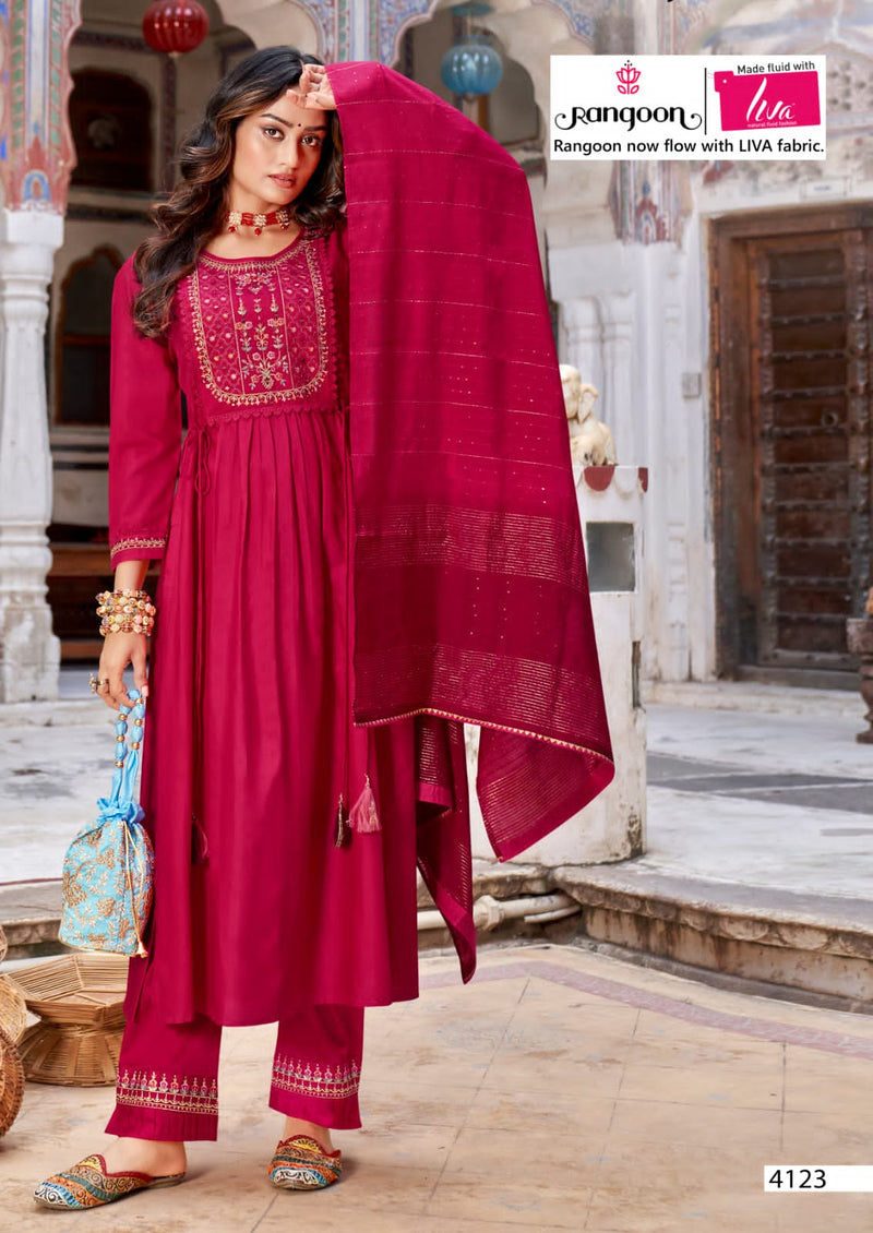 Rangoon Naira Viscose With Fancy Work Stylish Designer Festive Wear Long Kurti