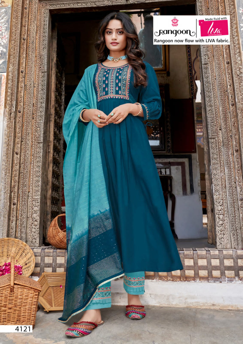 Rangoon Naira Viscose With Fancy Work Stylish Designer Festive Wear Long Kurti