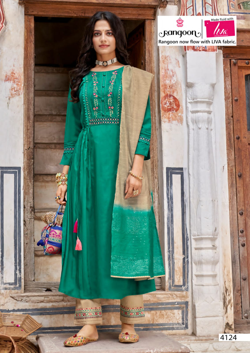 Rangoon Naira Viscose With Fancy Work Stylish Designer Festive Wear Long Kurti