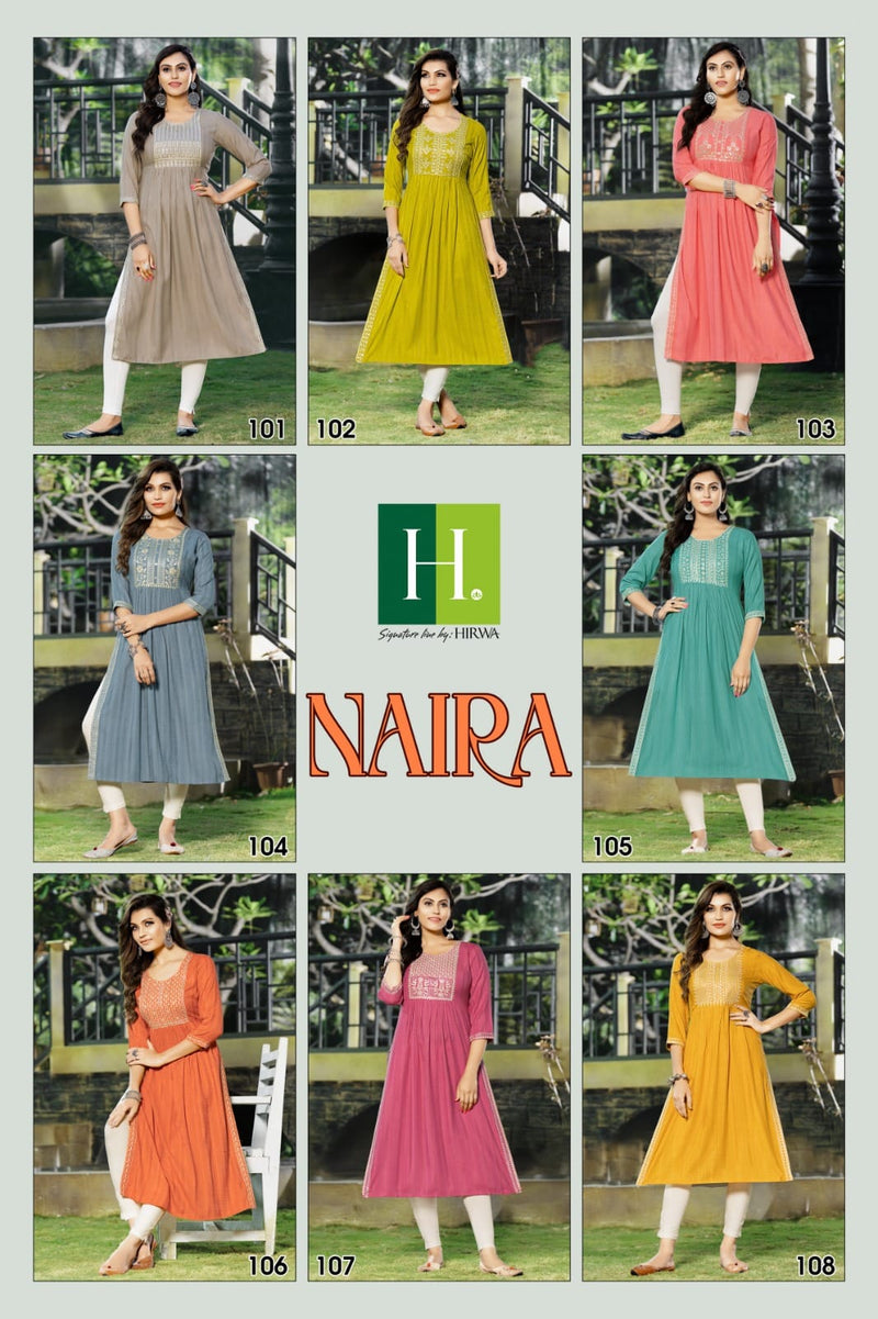 Hirwa Naira Self Woven Fancy Viscose Rayon Fancy Naira Cut Kurti