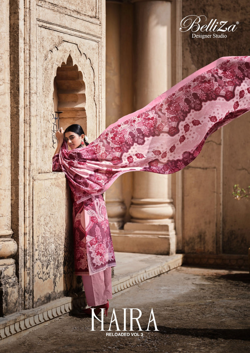 Belliza Designer Studio Naira Vol 3 Pure Cotton Digital Prints Exclusive Heavy Self Embroidery Work Fancy Designer Salwar Suit