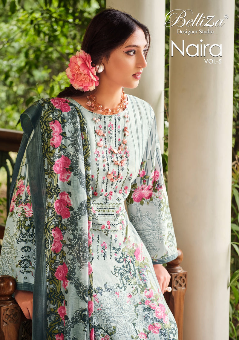 Belliza Designer Studio Naira Vol 5 Cotton Digital Prints Exclusive Self Embroidery Work Printed Fancy Salwar Suit