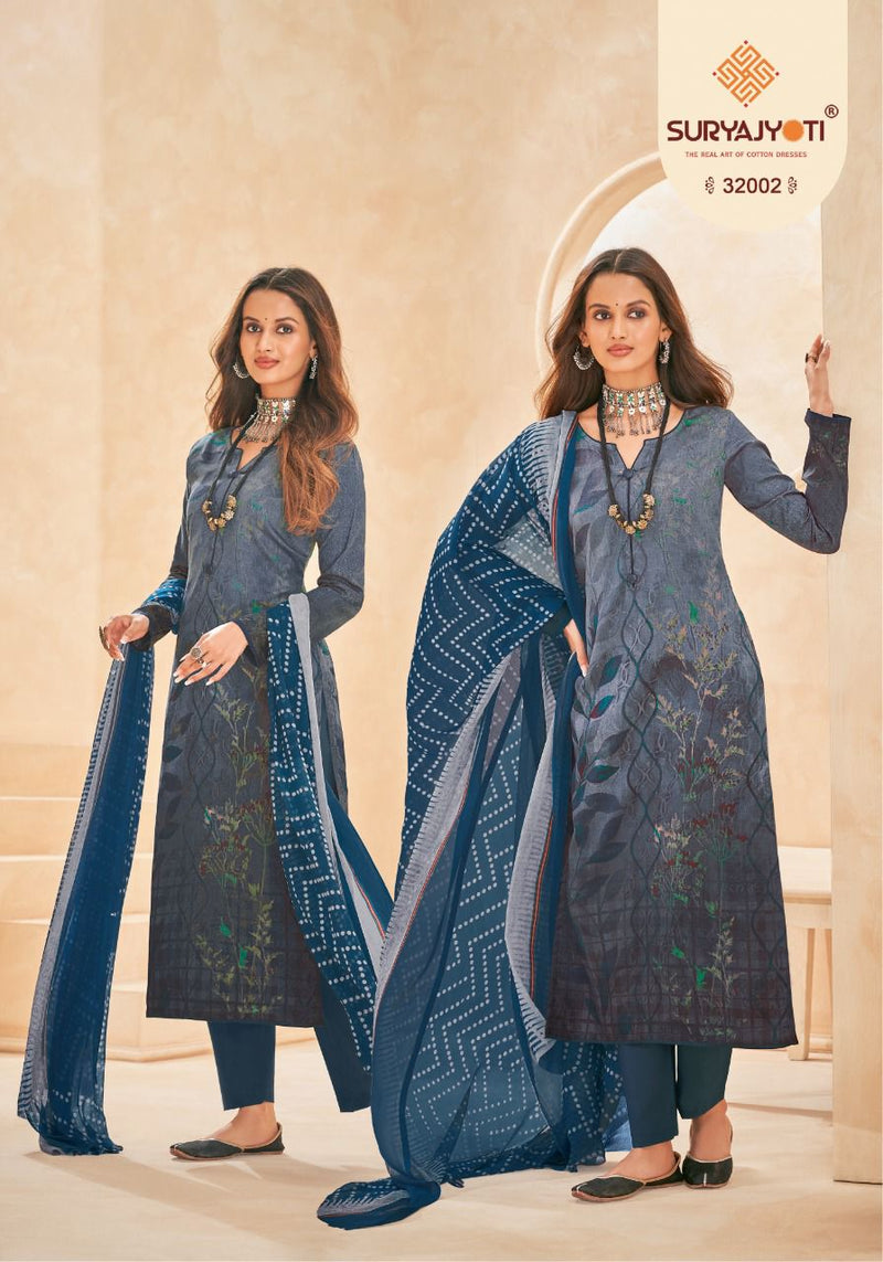 Suryajyoti Naishaa Vol 32 Satin Cotton Printed Festive Wear Salwar Suits