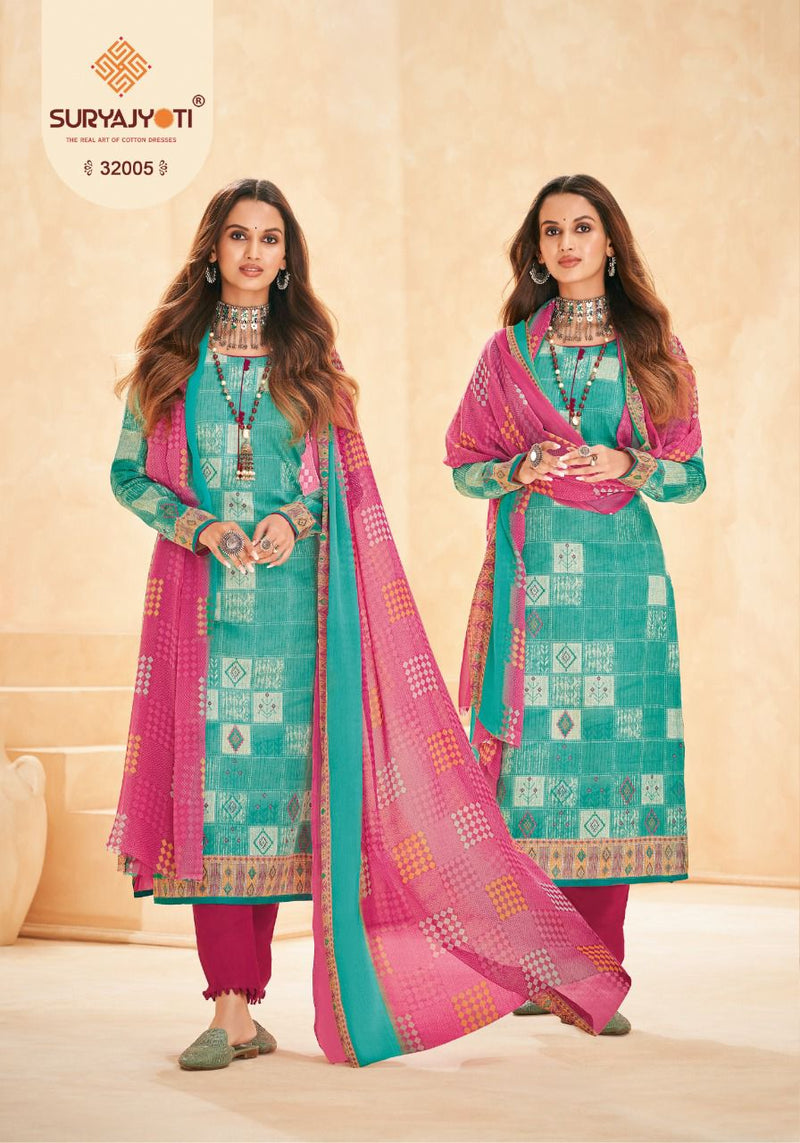 Suryajyoti Naishaa Vol 32 Satin Cotton Printed Festive Wear Salwar Suits
