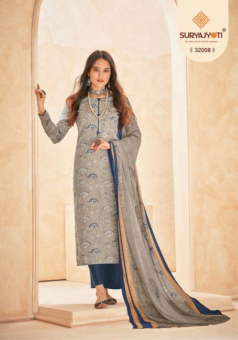 Suryajyoti Naishaa Vol 32 Satin Cotton Printed Festive Wear Salwar Suits