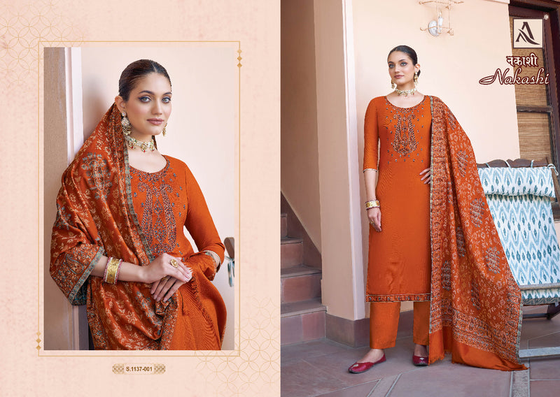 Alok Suit Nakashi Pashmina Pure Heavy Embroidery Work Stylish Designer Casual Salwar Kameez