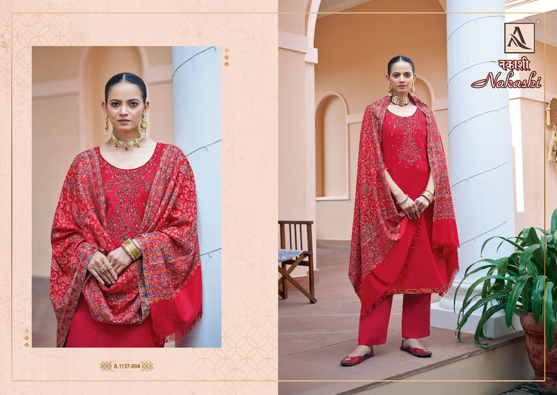 Alok Suit Nakashi Pashmina Pure Heavy Embroidery Work Stylish Designer Casual Salwar Kameez