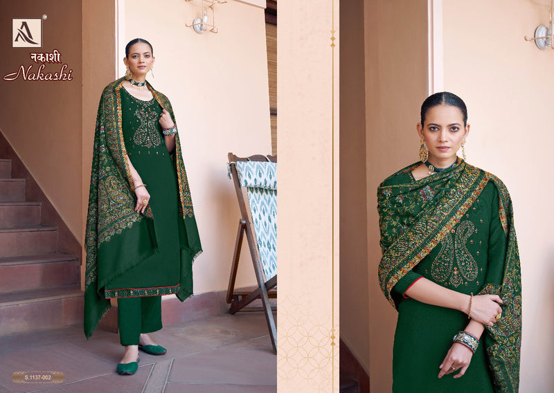 Alok Suit Nakashi Pashmina Pure Heavy Embroidery Work Stylish Designer Casual Salwar Kameez