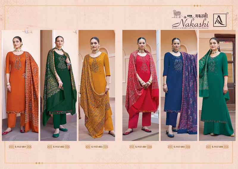 Alok Suit Nakashi Pashmina Pure Heavy Embroidery Work Stylish Designer Casual Salwar Kameez