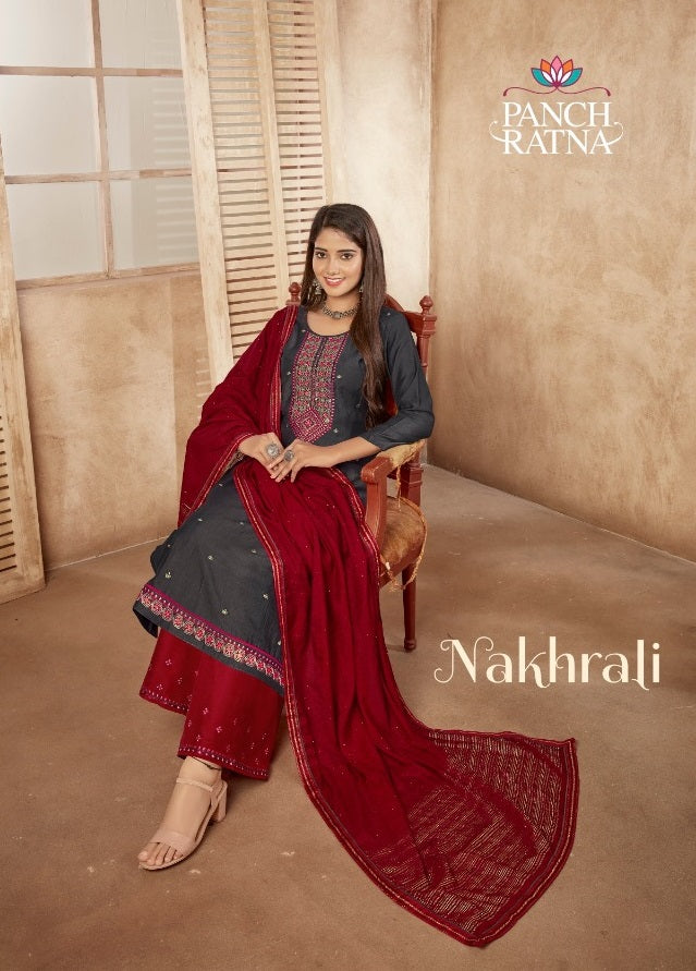 Panch Ratna Nakhrali Parmpara Silk With Heavy Embroidery Work Stylish Designer Festive Wear Salwar Kameez