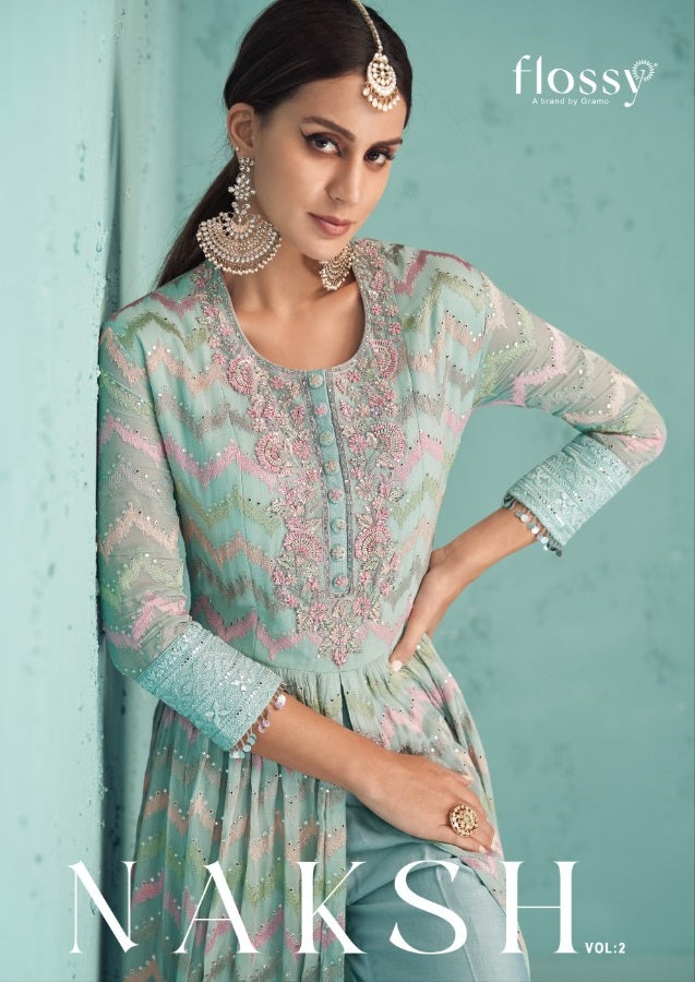 Gramo Naksh Vol 2 Georgette With Heavy Embroidery Work Stylish Designer Wedding Wear Long Kurti
