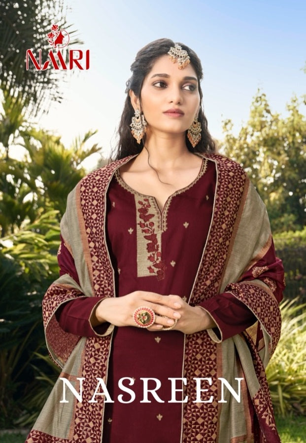 Naari Nasreen Silk With Heavy Embroidery Work Stylish Designer Festive Wear Salwar Kameez
