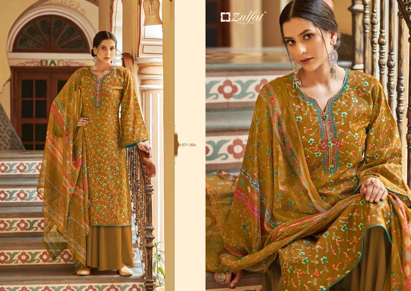 Zulfat Designer Suits Natasha Jam Cotton Digital Prints Festive Wear Embroidered Salwar Kameez