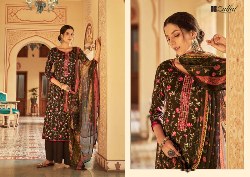 Zulfat Designer Suits Natasha Jam Cotton Digital Prints Festive Wear Embroidered Salwar Kameez