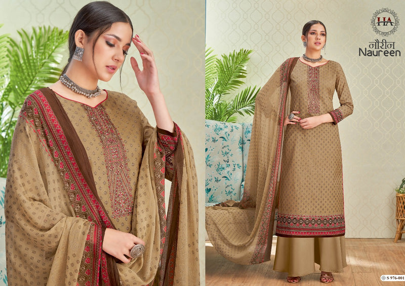 Harshit Fashion Naureen  Cotton Print with Embroidery & Swarovski Diamond Work Stylish Designer Festive Wear Salwar Kameez