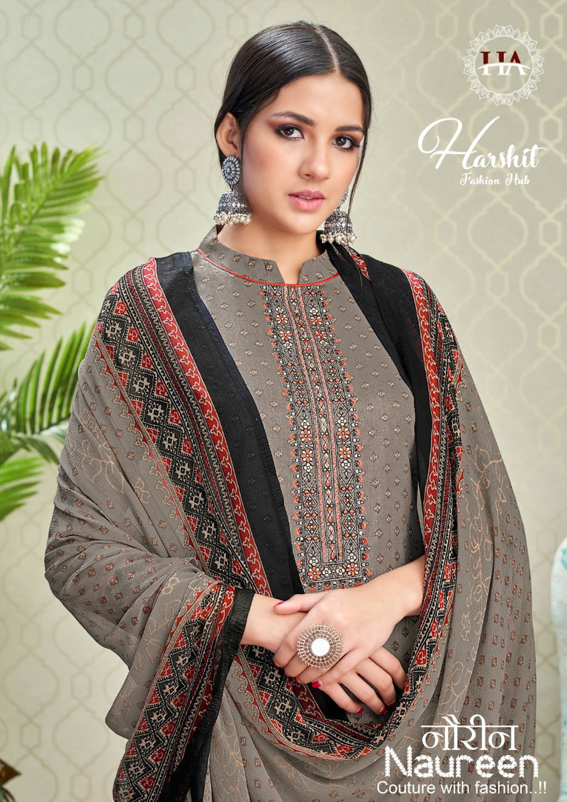 Harshit Fashion Naureen  Cotton Print with Embroidery & Swarovski Diamond Work Stylish Designer Festive Wear Salwar Kameez