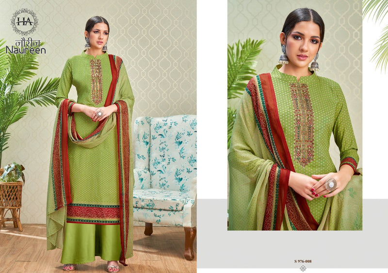 Harshit Fashion Naureen  Cotton Print with Embroidery & Swarovski Diamond Work Stylish Designer Festive Wear Salwar Kameez