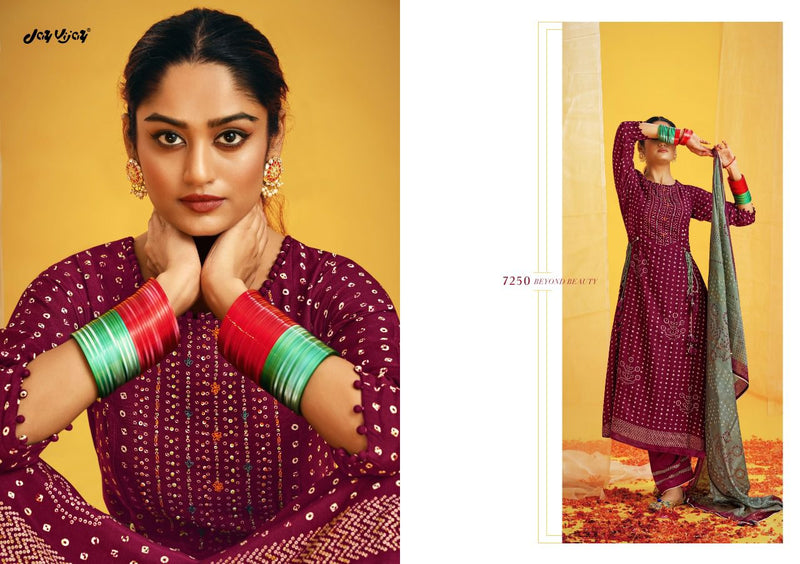 Jay Vijay Naveli Moga Silk Printed With Hand Work Stylish Designer Festive Wear salwar Kameez