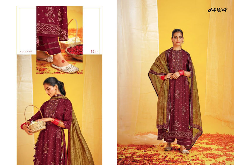 Jay Vijay Naveli Moga Silk Printed With Hand Work Stylish Designer Festive Wear salwar Kameez