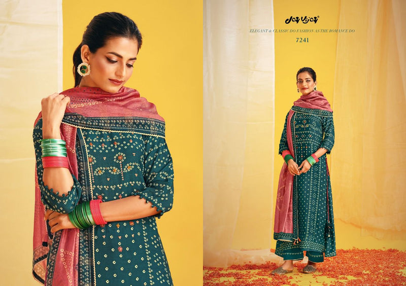 Jay Vijay Naveli Moga Silk Printed With Hand Work Stylish Designer Festive Wear salwar Kameez
