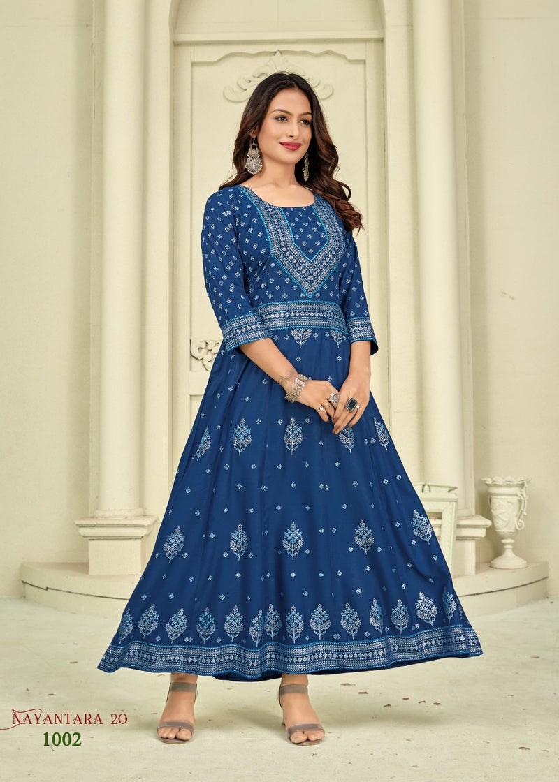 Banwery Fashion Nayanthara Vol 20 Rayon With Printed Work Stylish Designer Fancy Kurti
