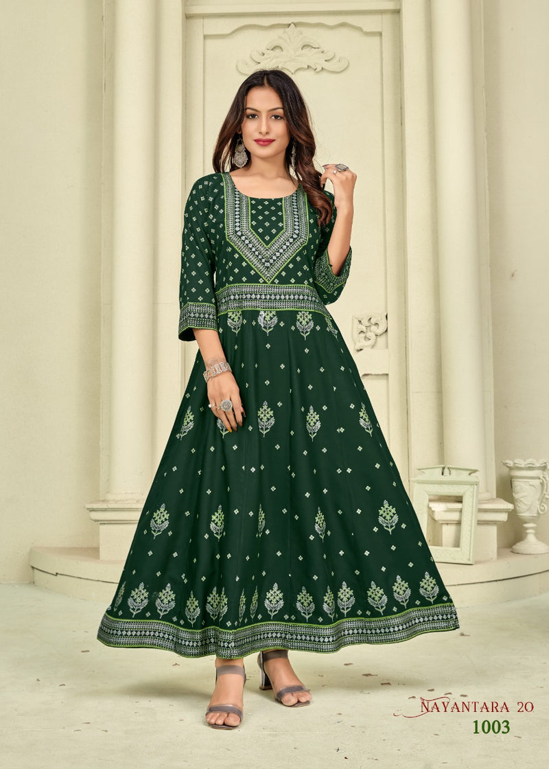 Banwery Fashion Nayanthara Vol 20 Rayon With Printed Work Stylish Designer Fancy Kurti