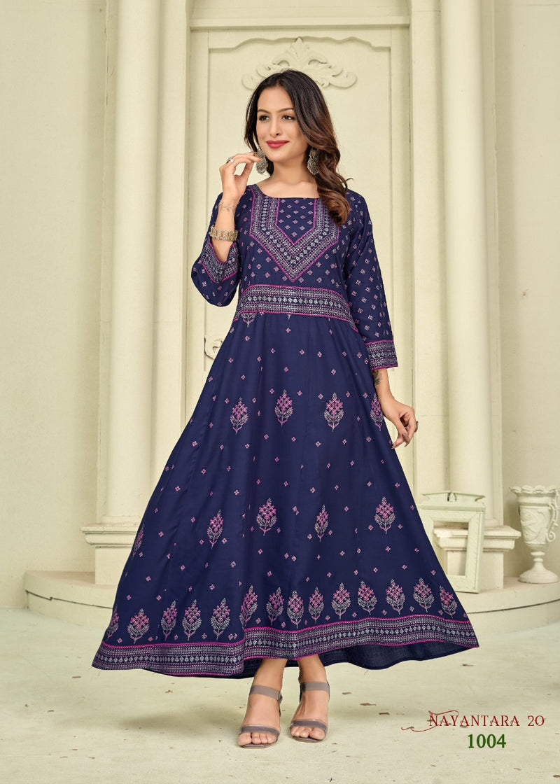 Banwery Fashion Nayanthara Vol 20 Rayon With Printed Work Stylish Designer Fancy Kurti