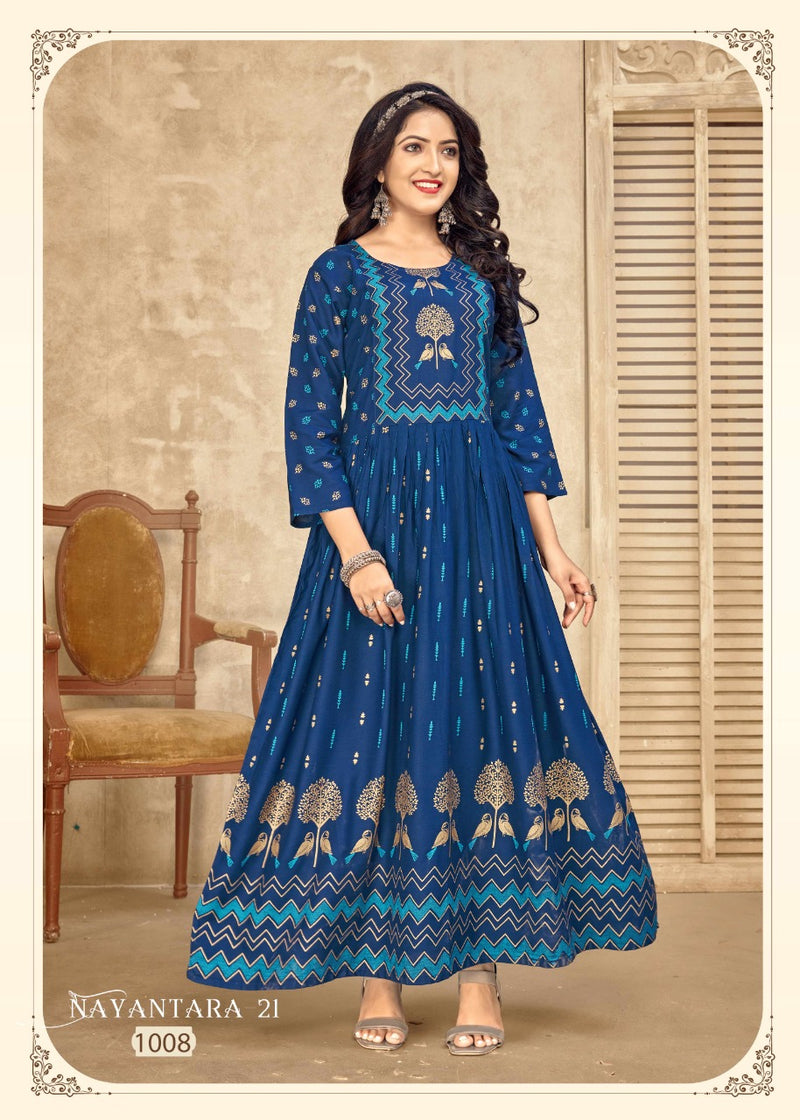 Banwery Fashion Nayanthara Vol 21 Rayon With Fancy Work Stylish Designer Fancy Kurti